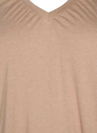 Meliertes T-Shirt mit elastischem Saum, Natural Mél, Packshot image number 2