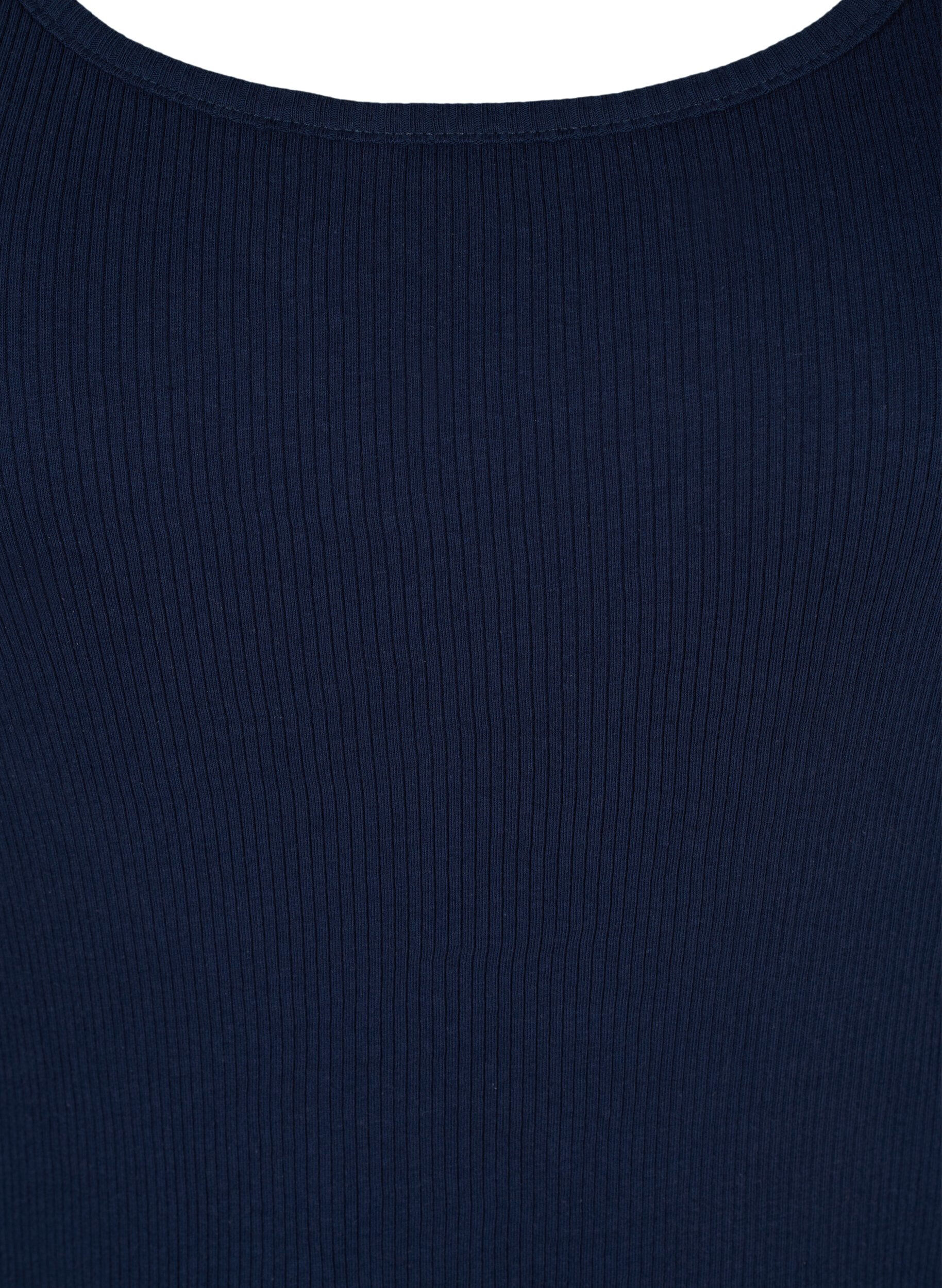 Zizzi 2er-Pack Basic Tanktop in Ripp Optik, Navy B/B White, Packshot image number 2