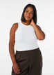 Ripptop aus Baumwolle mit hohem Kragen, Wei&szlig;, Model image number 0