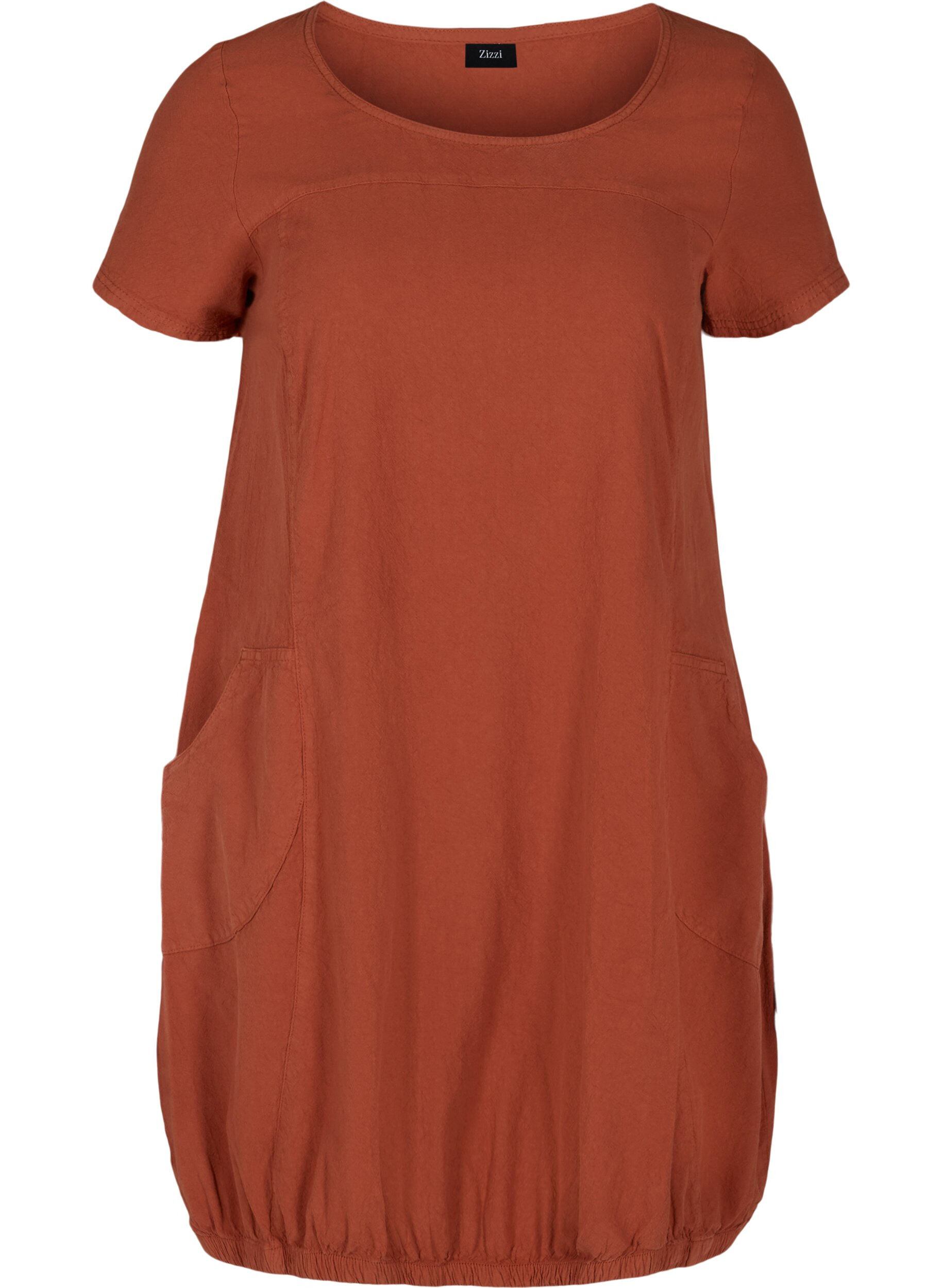 Zizzi Kurzarm Kleid aus Baumwolle, Orange, Packshot image number 0