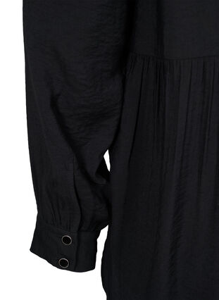 Einfarbiges Hemdkleid mit A-Linie, Black, Packshot image number 3