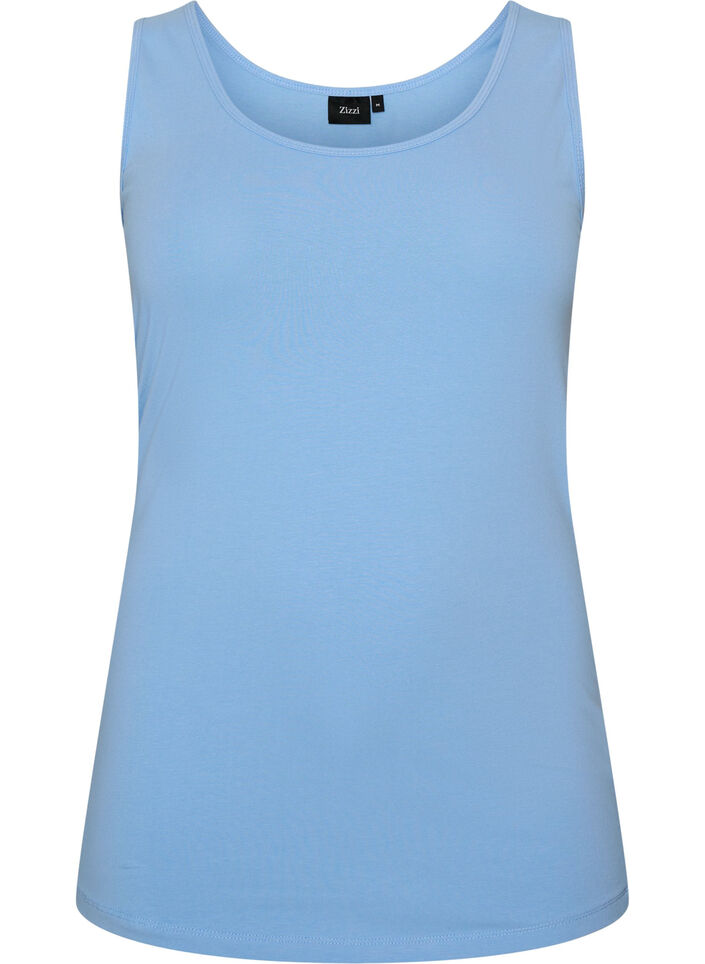 Einfarbiges Basic Top aus Baumwolle, Blau, Packshot image number 0