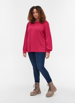 Sweatshirt mit Rundhalsausschnitt und langen Ärmeln, Cerise, Model image number 2