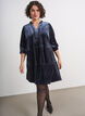 Kurzes Kleid aus Velours mit R&uuml;schenkragen und langen &Auml;rmeln, Blau, Model image number 0