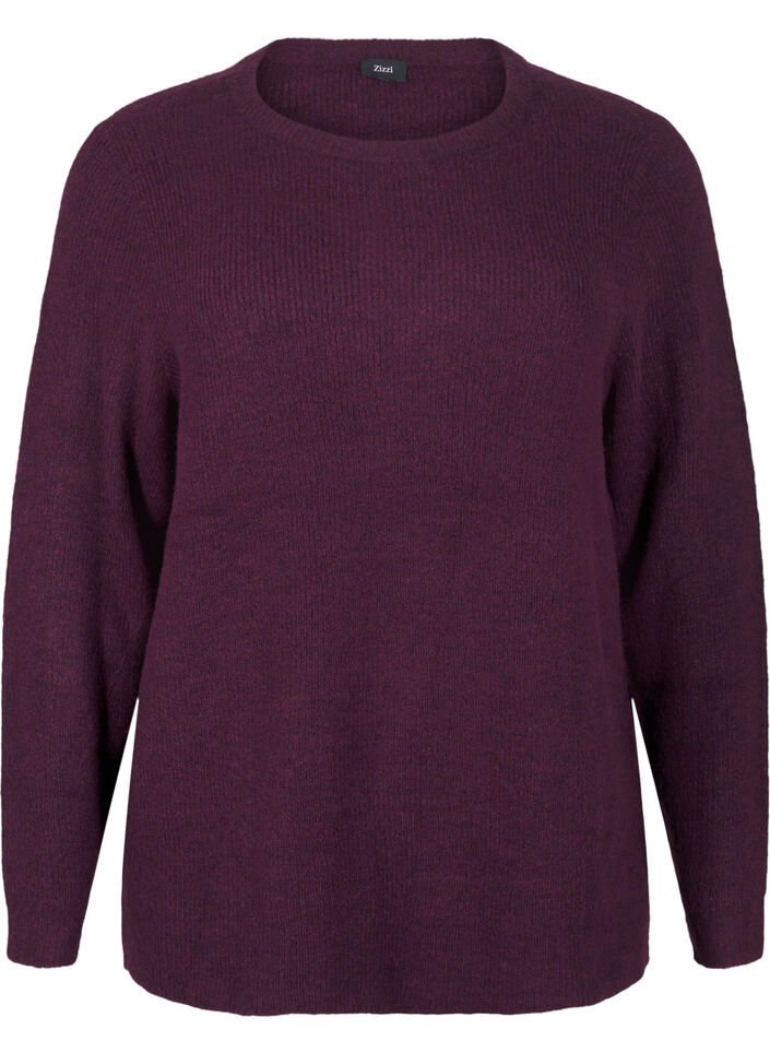 Melange-Pullover mit Rundhalsausschnitt, Potent Purple Mel., Packshot image number 0