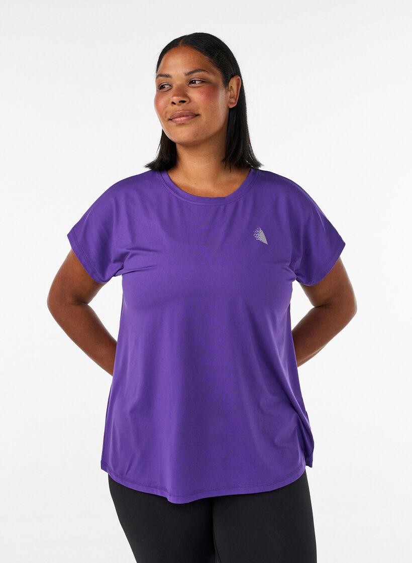 Einfarbiges Trainings-T-Shirt, Lila, Model image number 0