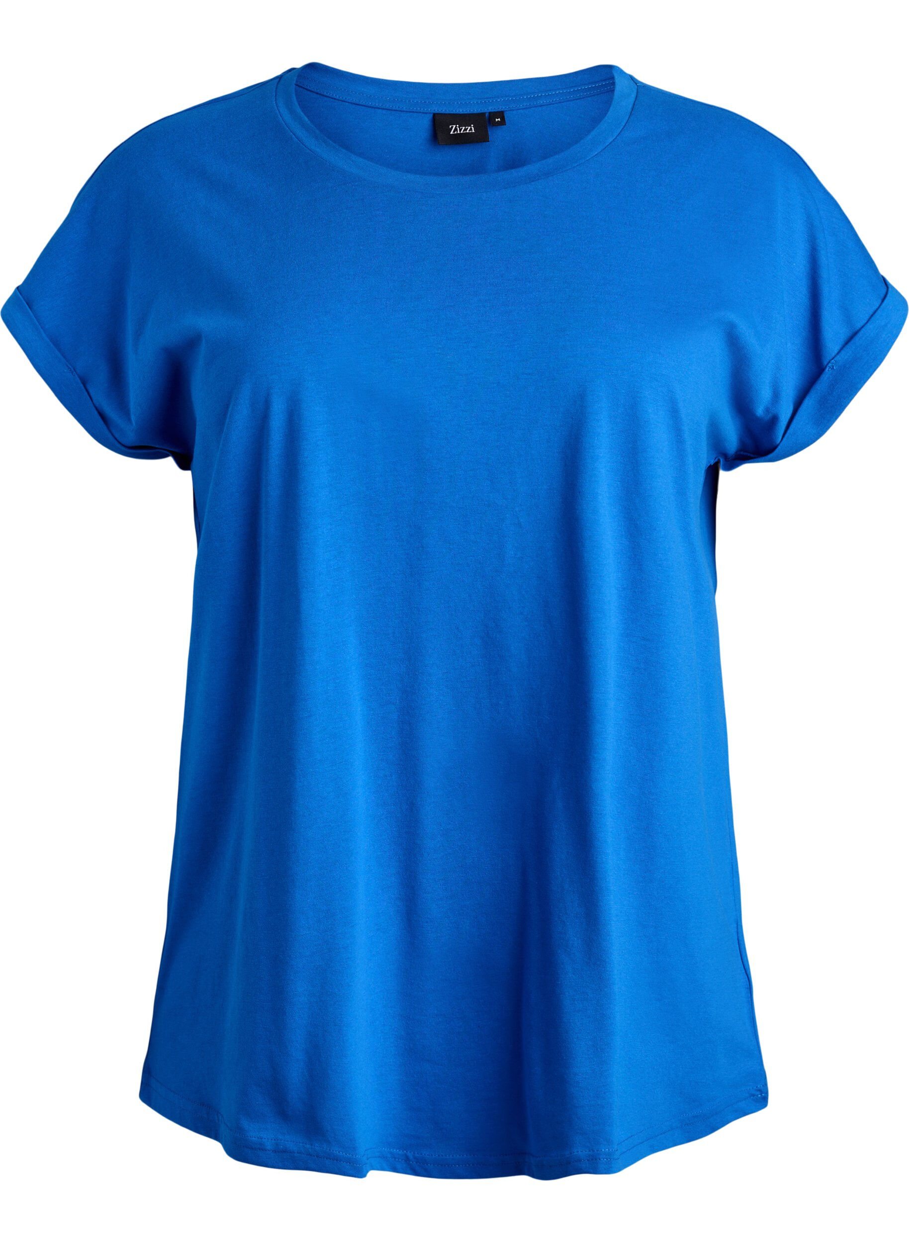 Zizzi T-Shirt aus Baumwollmischung mit kurzen &Auml;rmeln, Blau, Packshot image number 0