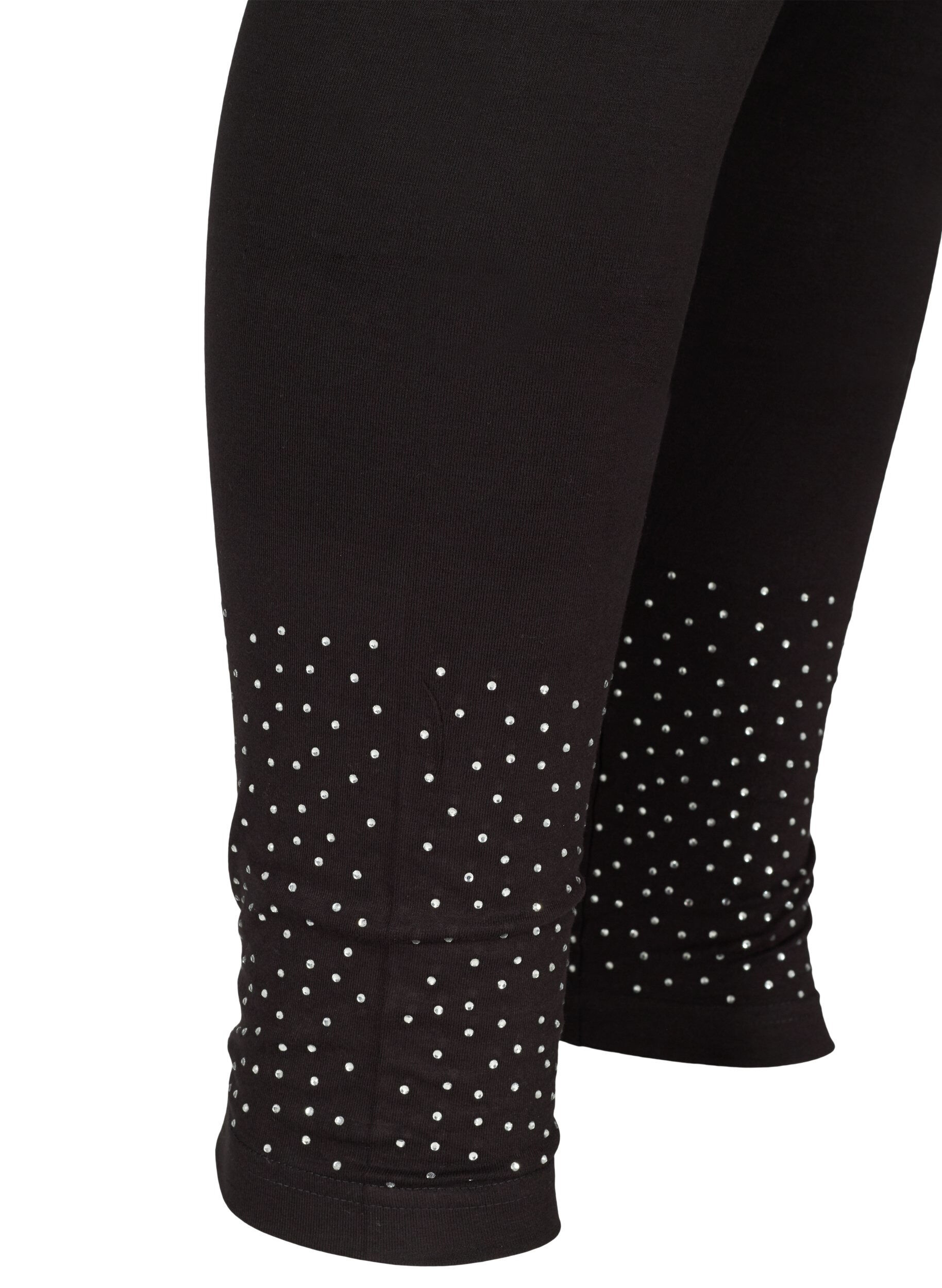 Zizzi Leggings aus Viskosemischung mit dekorativen Steinen, Black, Packshot image number 3