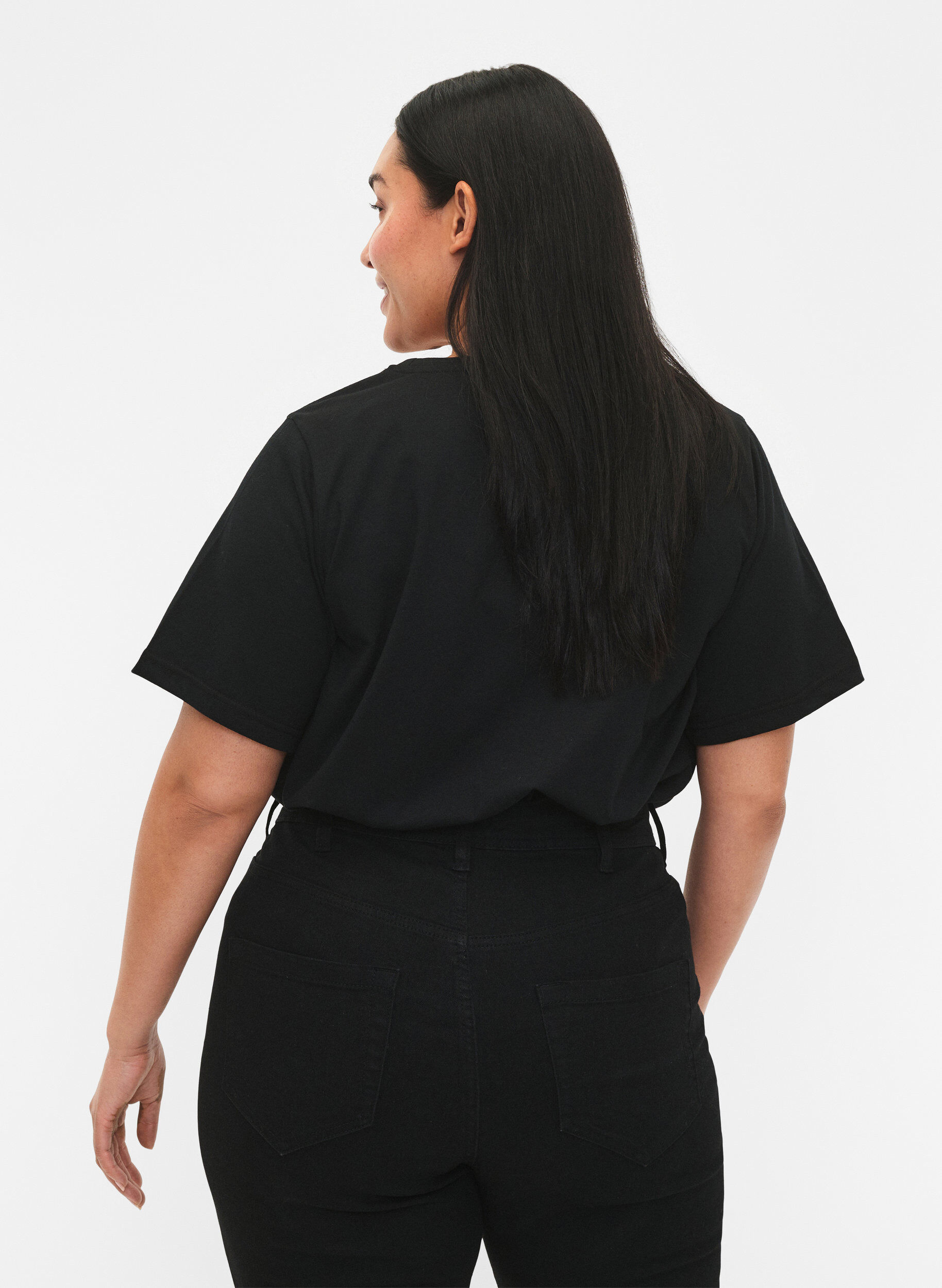 Zizzi FLASH - 2er-Pack T-Shirt mit Motiv, Black/Port Royale , Model image number 1