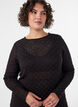 Bluse mit Lochmuster und langen &Auml;rmeln, Schwarz, Model image number 3