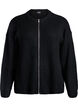 Strickjacke mit Rei&szlig;verschluss, Schwarz, Packshot image number 0