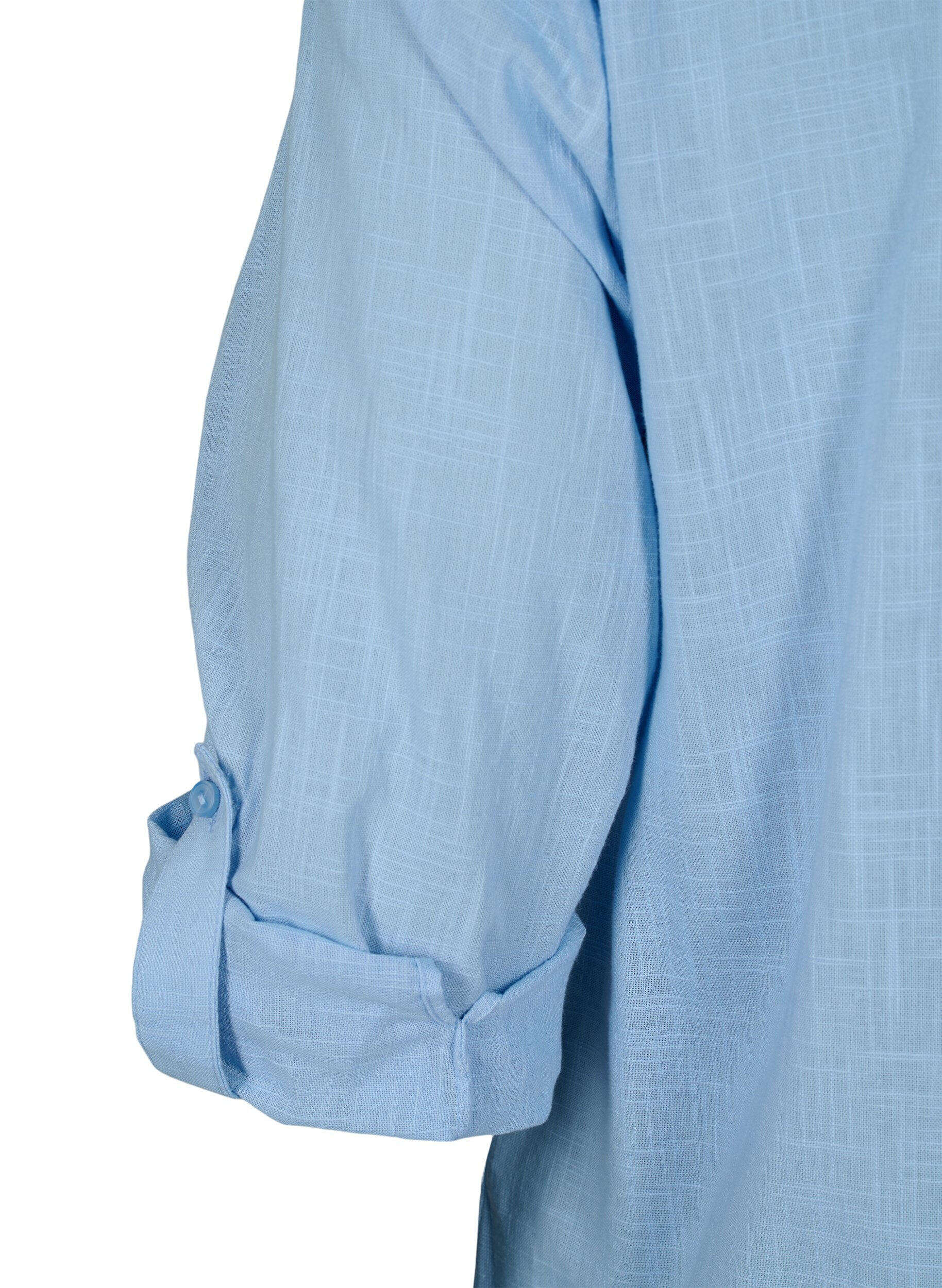 Zizzi Hemdbluse aus Baumwolle mit V-Ausschnitt, Serenity, Packshot image number 3