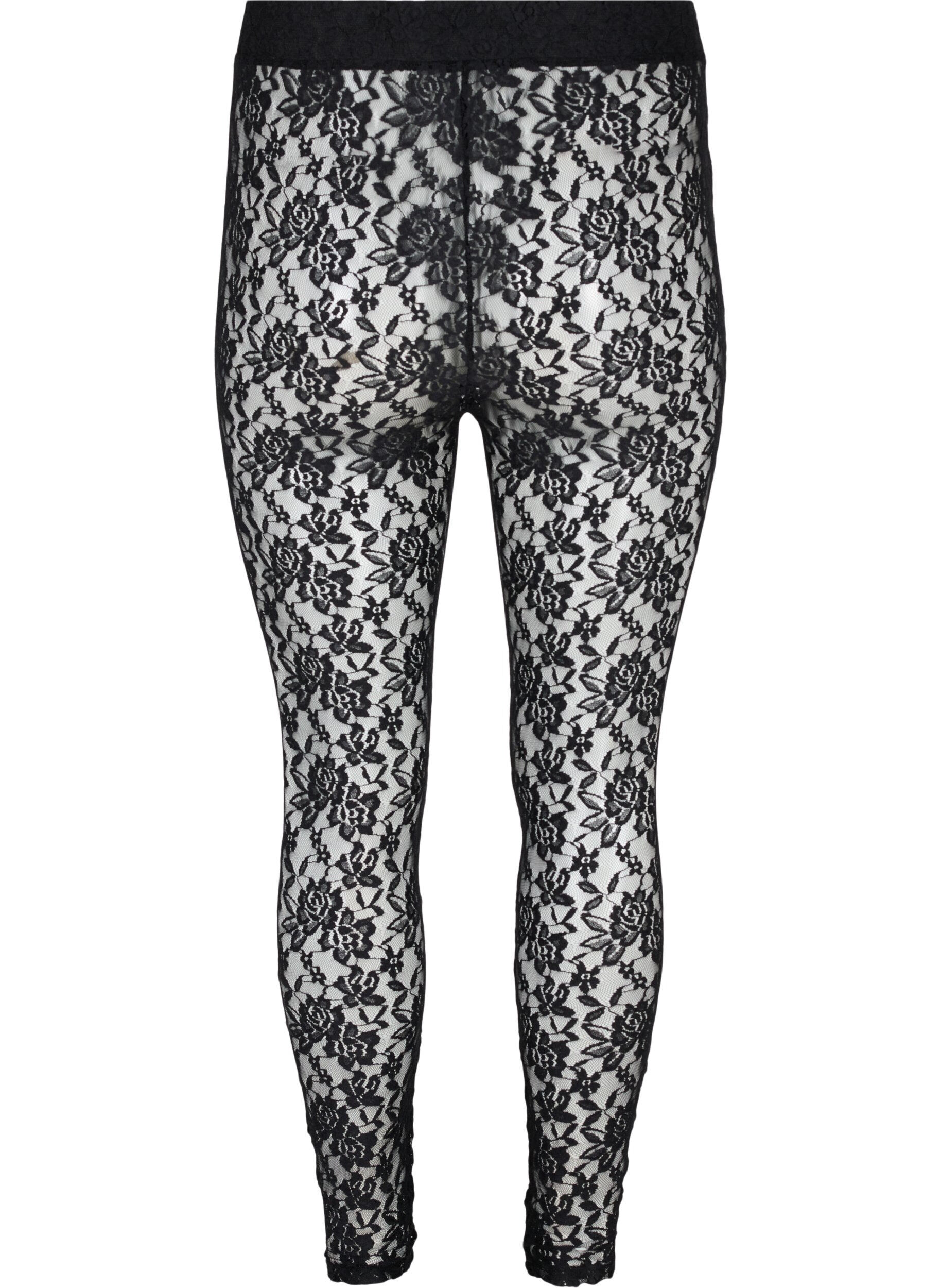 Zizzi Spitzenleggings, Black, Packshot image number 1