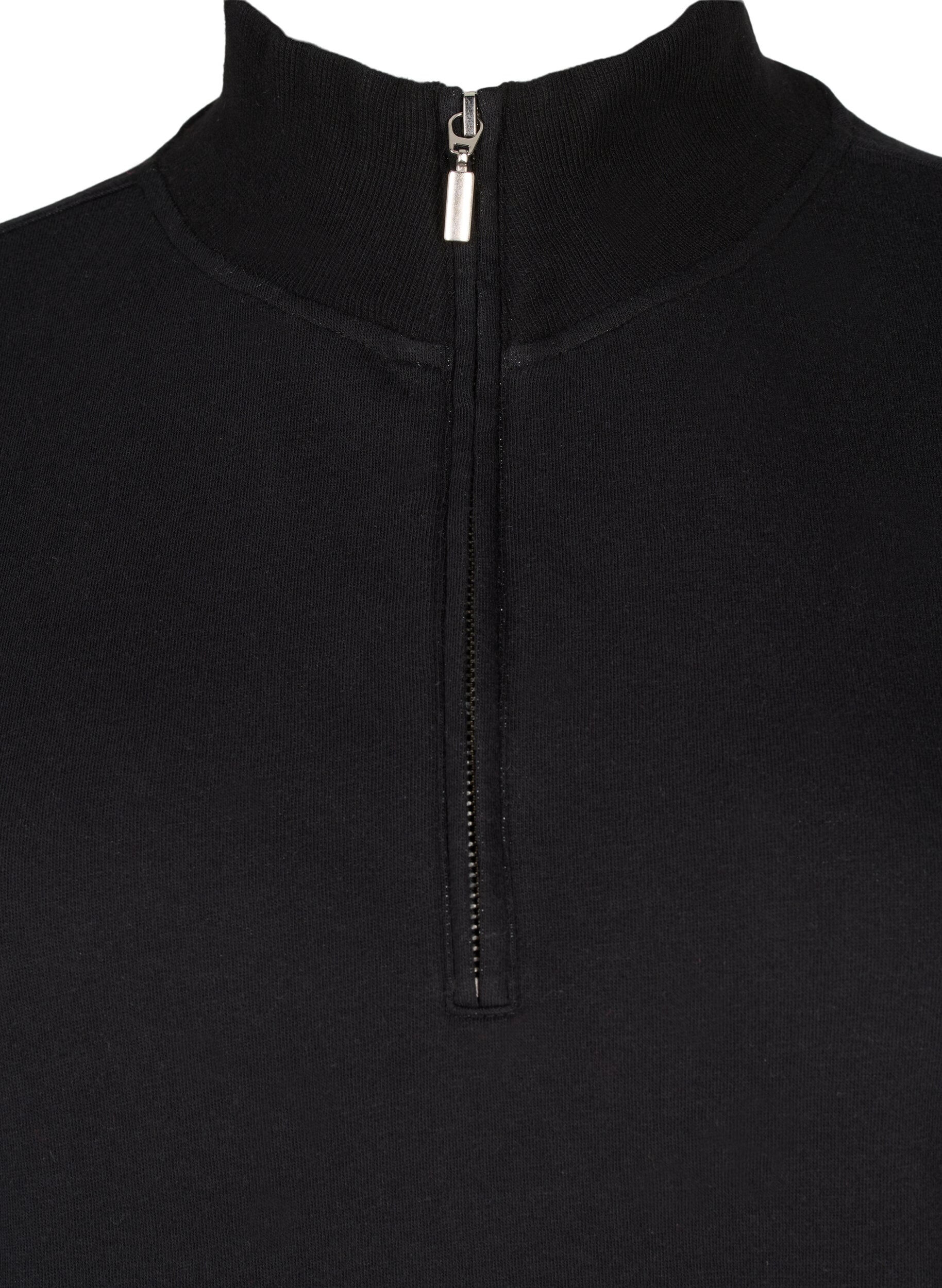Zizzi Sweatshirt mit hohem Kragen und Rei&szlig;verschluss, Schwarz, Packshot image number 2