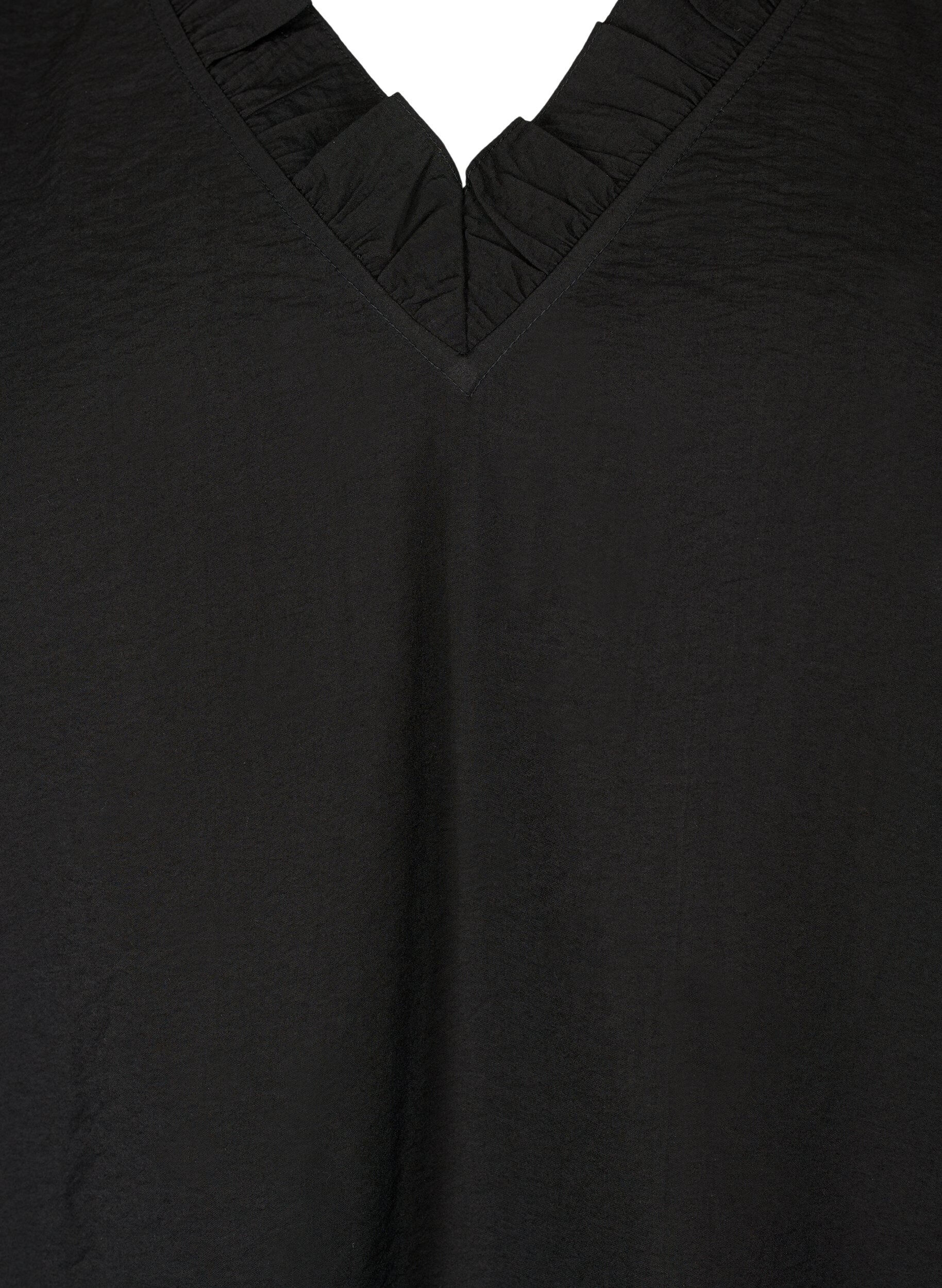 Zizzi Lang&auml;rmelige Viskosebluse mit R&uuml;schendetails, Black, Packshot image number 2
