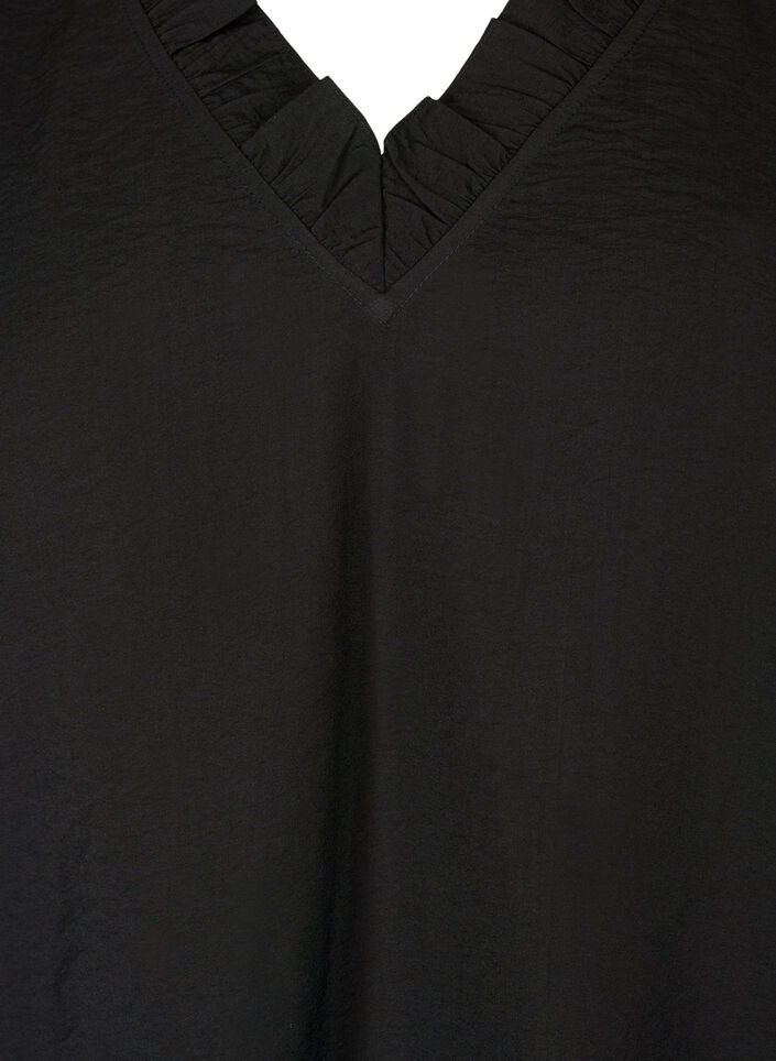 Langärmelige Viskosebluse mit Rüschendetails, Black, Packshot image number 2