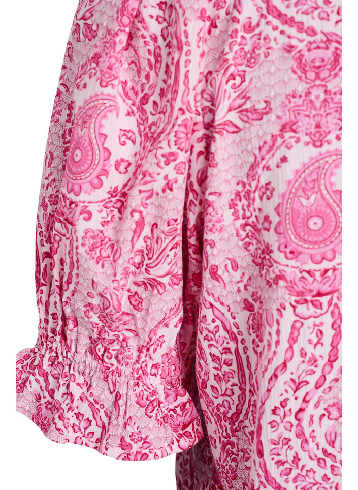 Viskose-Bluse mit Paisley-Print und eckigem Ausschnitt, Pink, Packshot image number 3