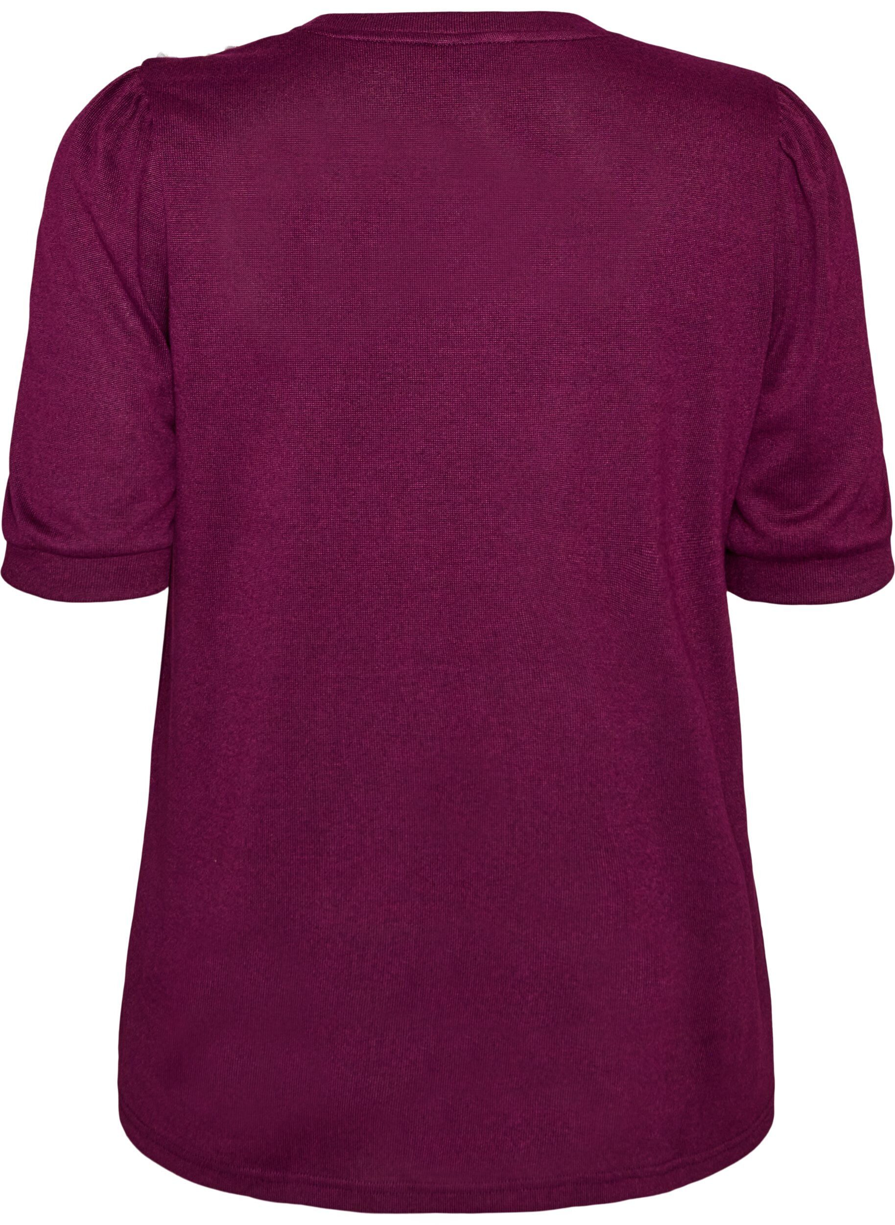 ZizziBluse mit Knopfdetail und kurzen Puff&auml;rmeln, Dunkles Bordeaux, Packshot image number 1