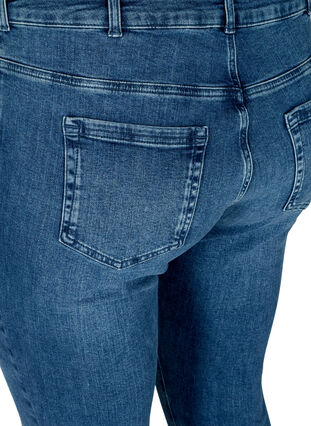 Super Slim Amy Jeans mit offenem Saum, Blue denim, Packshot image number 3