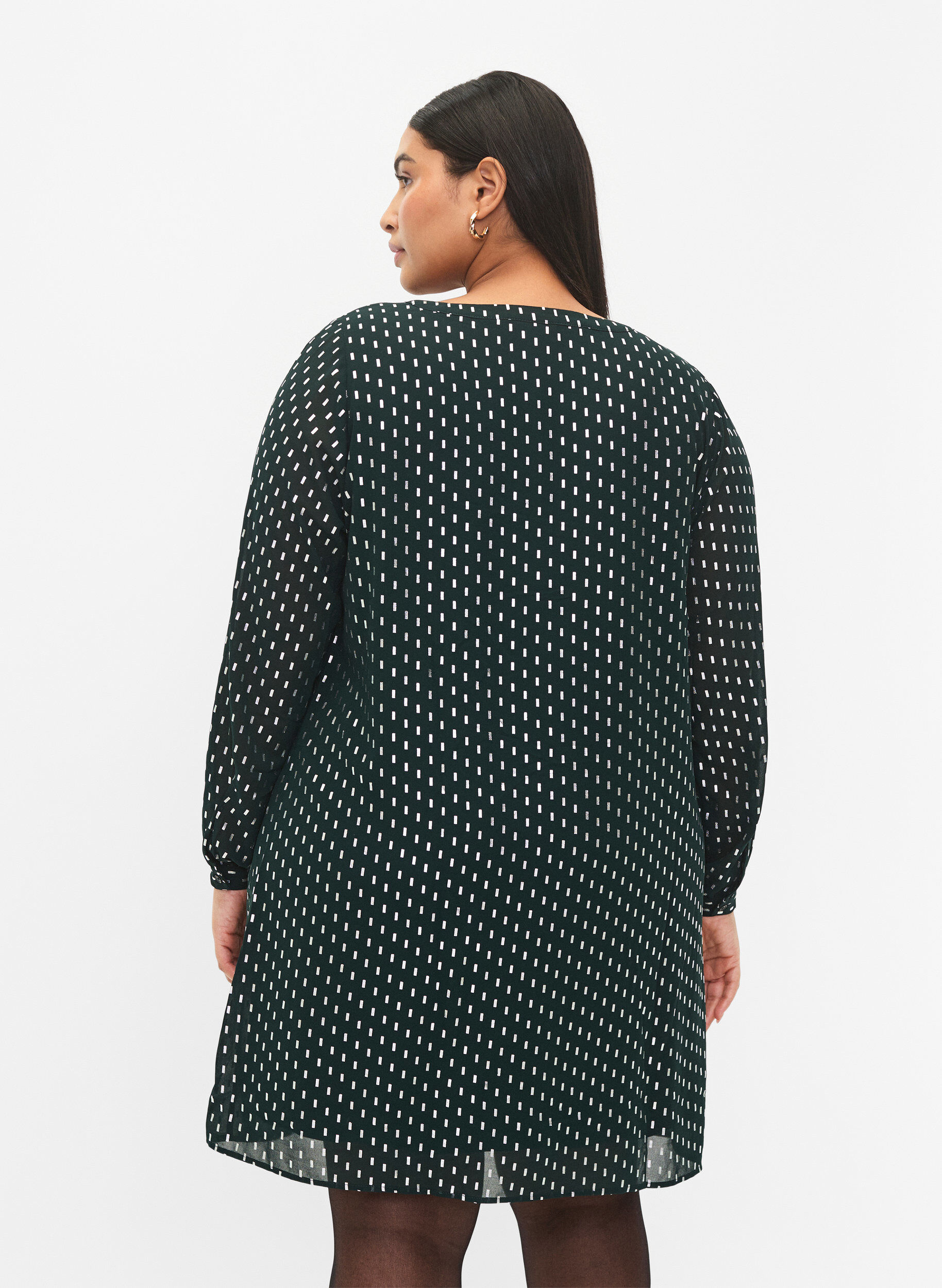 Zizzi Lang&auml;rmeliges Kleid mit Foliendruck, Scarab w. Silver, Model image number 1