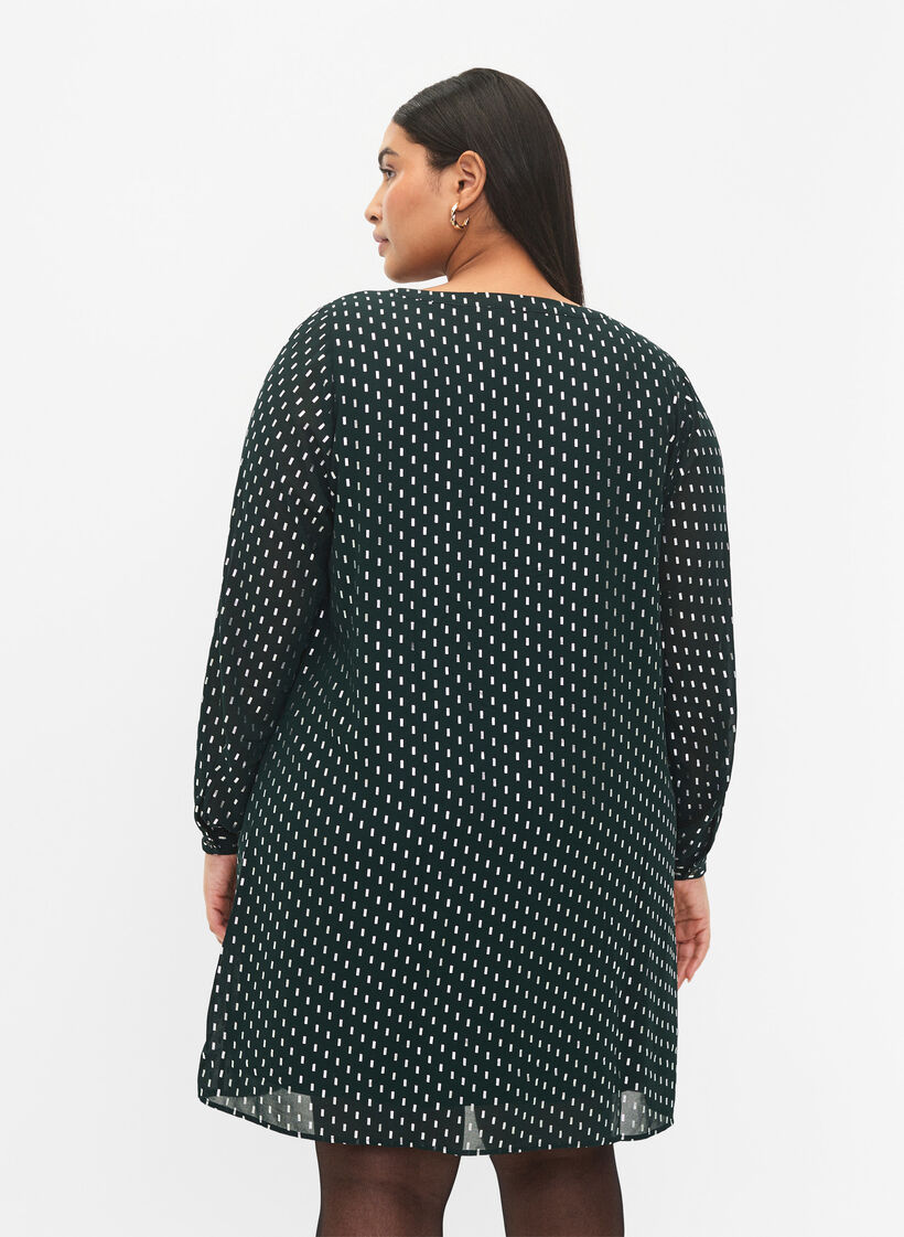 Langärmeliges Kleid mit Foliendruck, Scarab w. Silver, Model image number 1