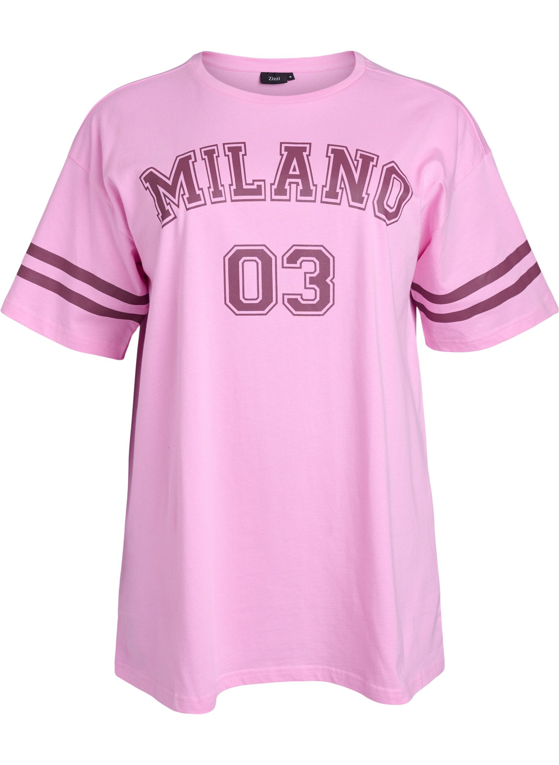 Zizzi Sportliches Oversize-College-T-Shirt, Pink, Packshot image number 0