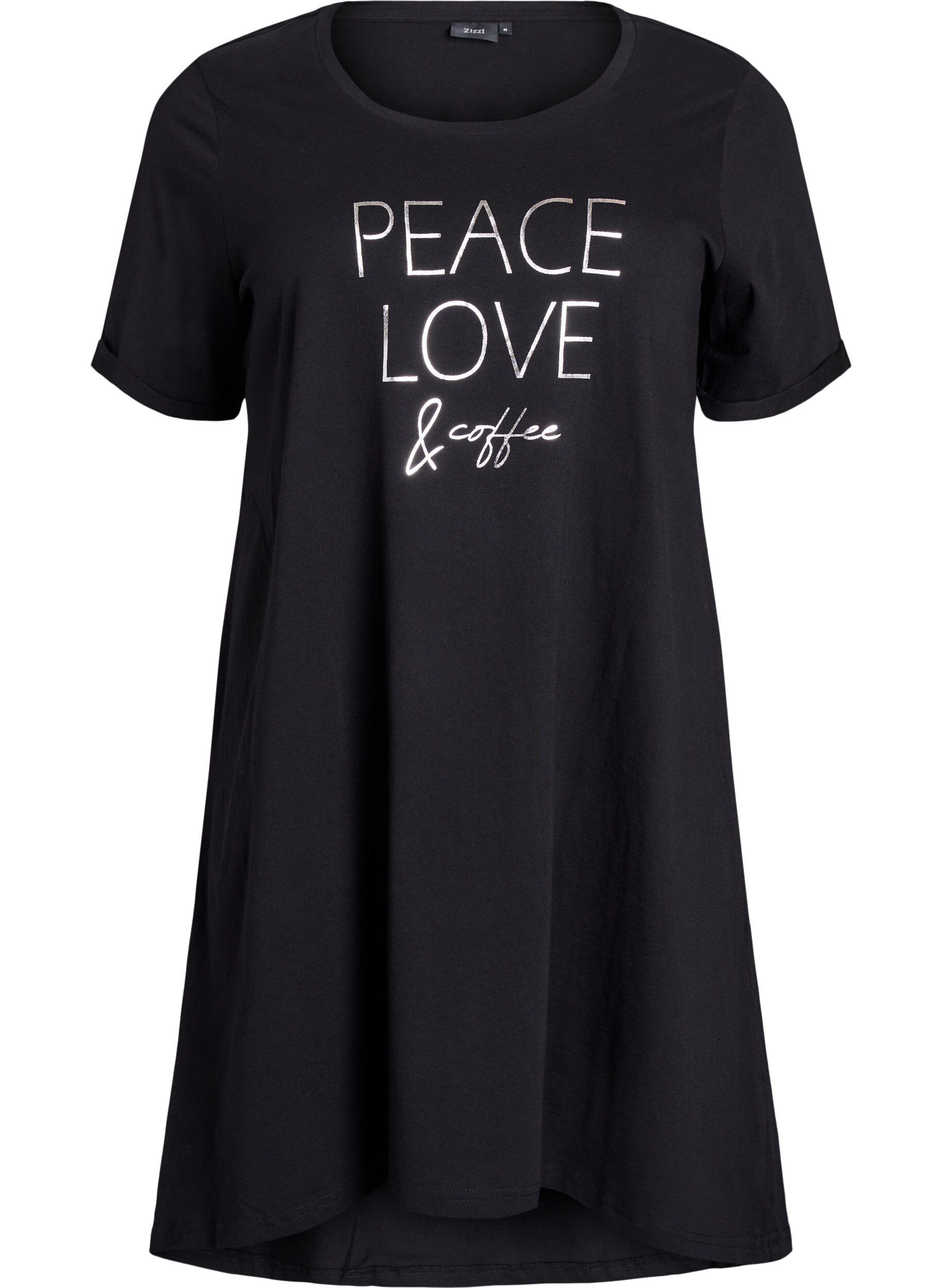 Zizzi Kurz&auml;rmeliges Nachthemd aus Bio-Baumwolle, Schwarz, Packshot image number 0