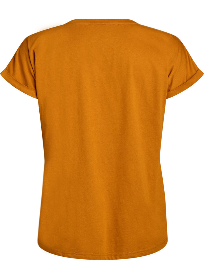 Kurz&auml;rmliges T-Shirt aus einer Baumwollmischung, Orange, Packshot image number 1