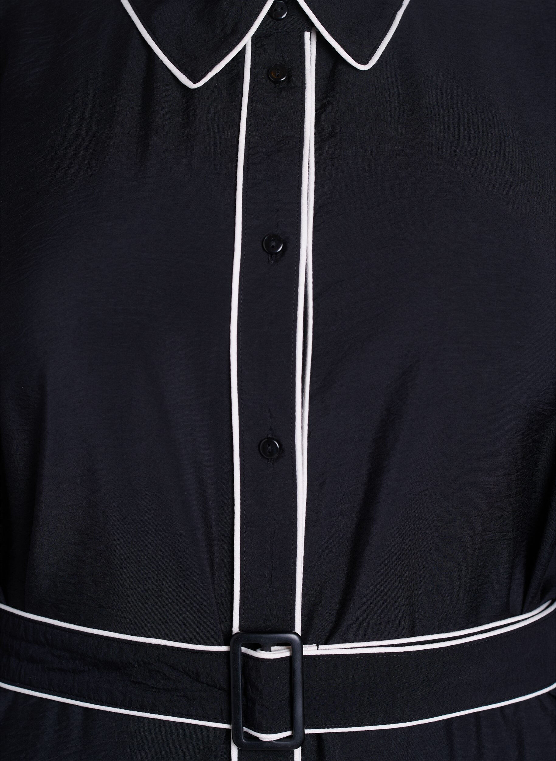 Zizzi Midi-Hemdkleid mit Kontrastkanten, Schwarz, Packshot image number 2
