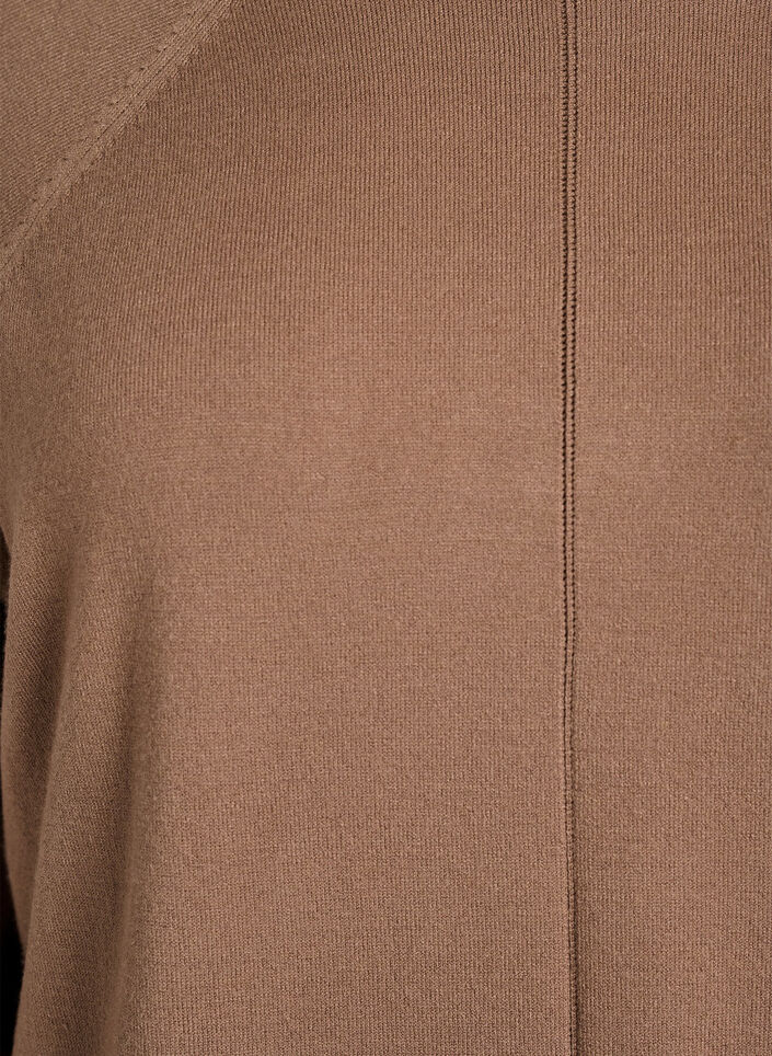 Strickbluse mit Rundhalsausschnitt und Strickmuster, Braun, Packshot image number 2