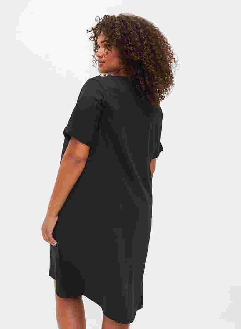 Kurzarm-Baumwollnachthemd mit Aufdruck, Black W. Don't, Model image number 1