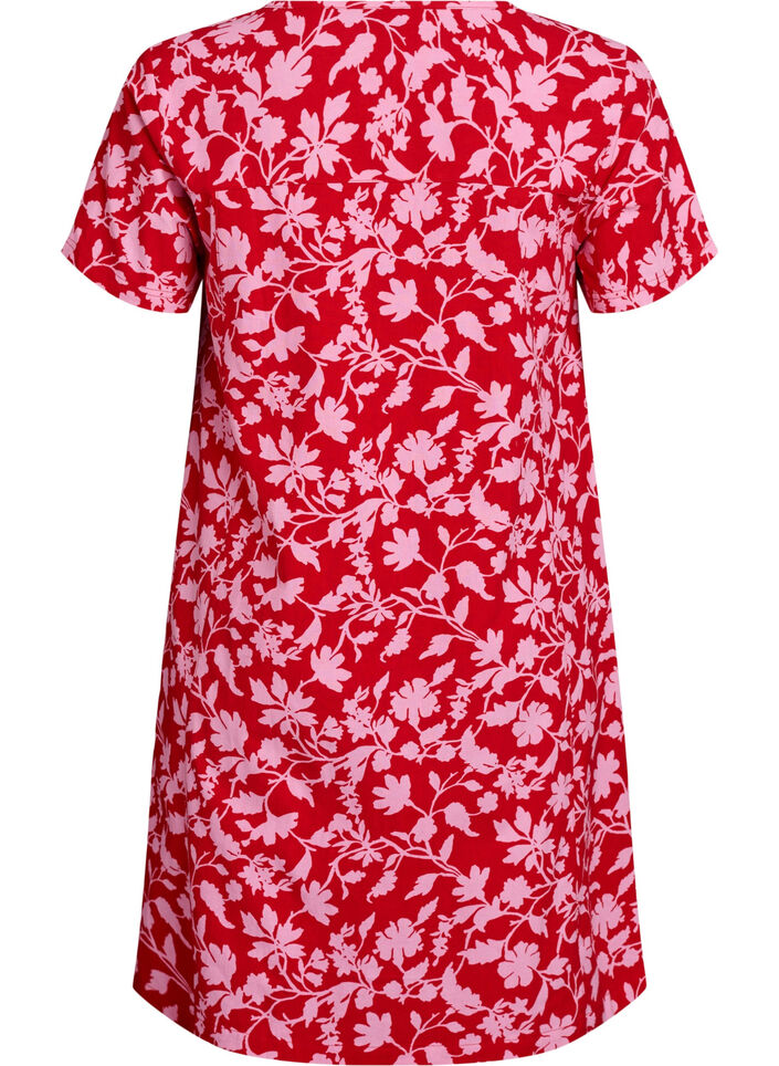 Kurzes A-Linien-Kleid mit floralem Print, Rot, Packshot image number 1