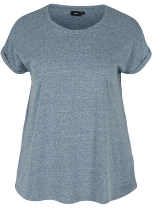 Meliertes T-Shirt aus Baumwolle, Mood Indigo Mélange, Packshot image number 0