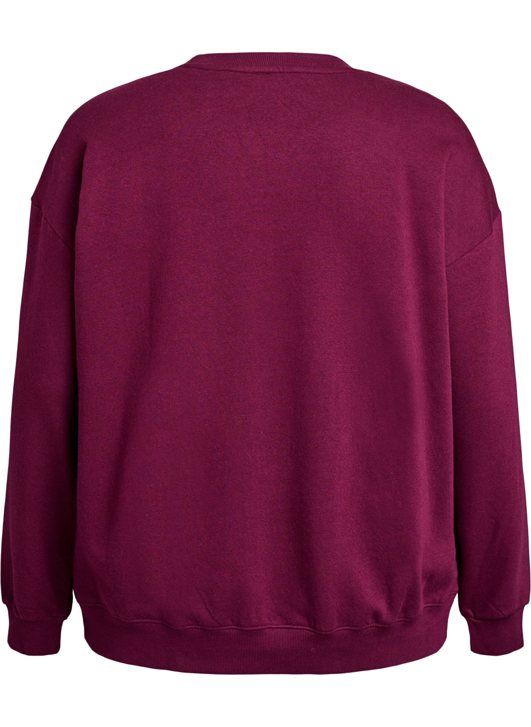 Zizzi Sweatshirt mit Textaufdruck, Dunkles Bordeaux, Packshot image number 1