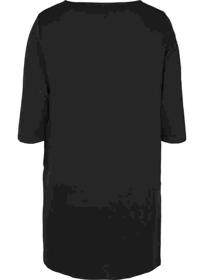 Baumwollkleid mit 3/4-Ärmeln und Taschen, Black, Packshot image number 1
