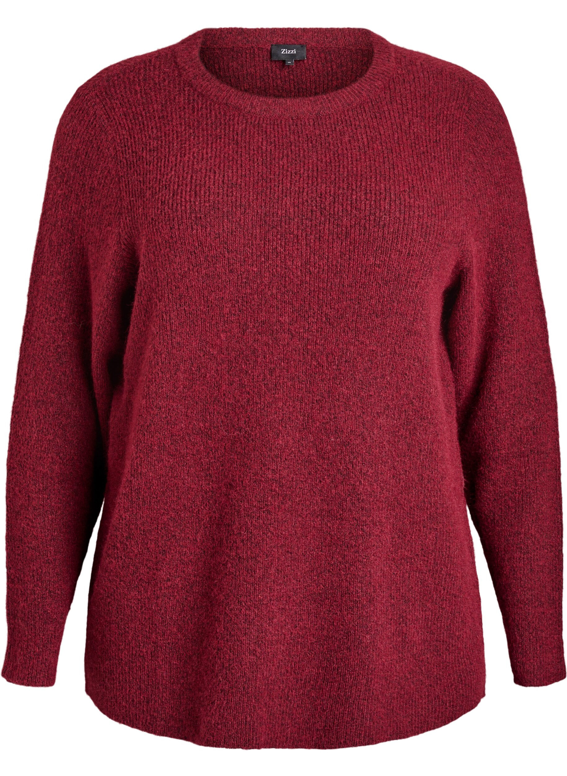 Melierte Strickbluse mit Rundhalsausschnitt