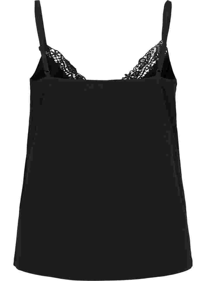 Nachthemd mit Spitzenbesatz aus Baumwolle, Black, Packshot image number 1