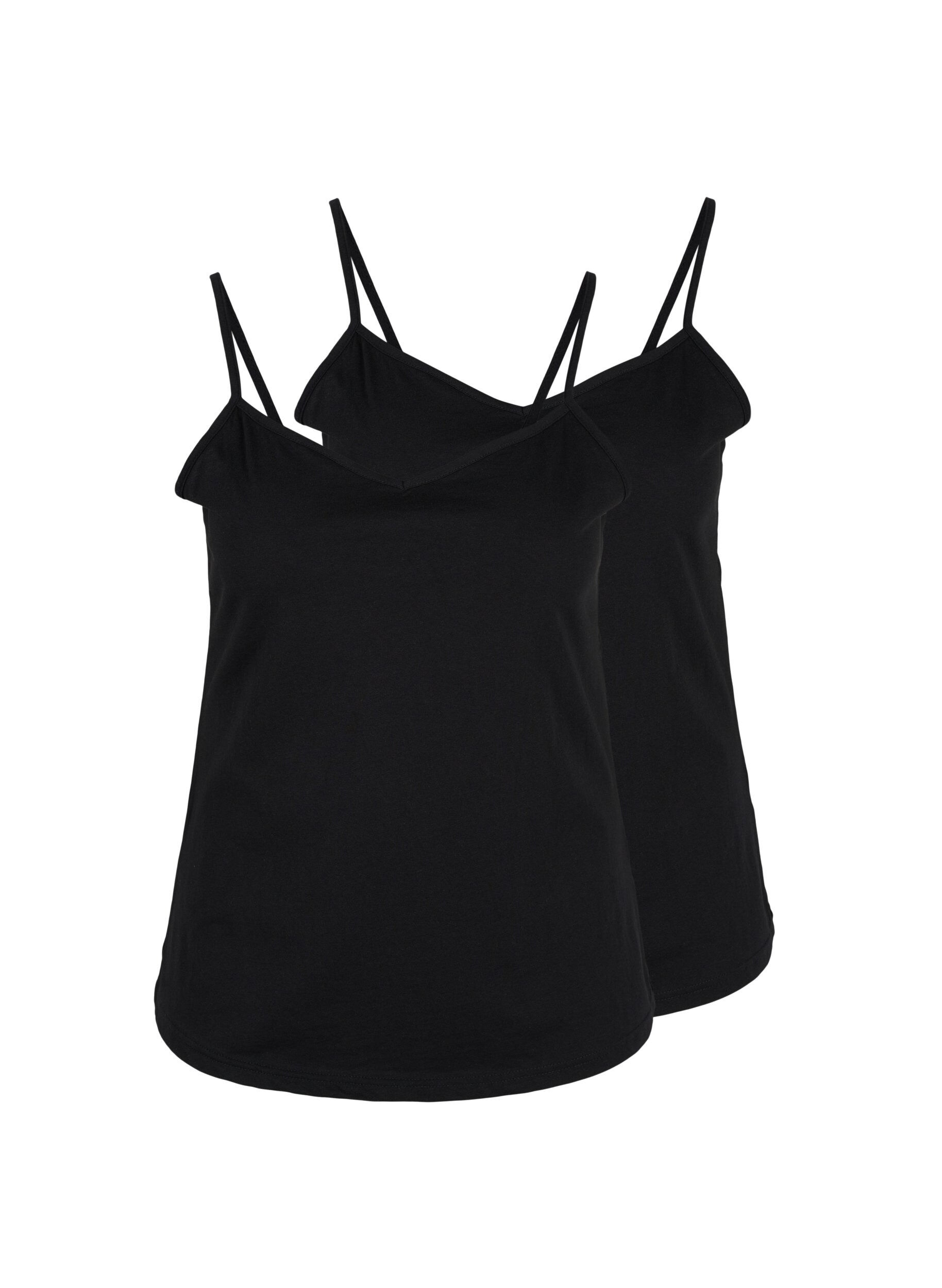 Zizzi 2er-Pack Basic-Top aus Baumwolle, Black/Black, Packshot image number 0