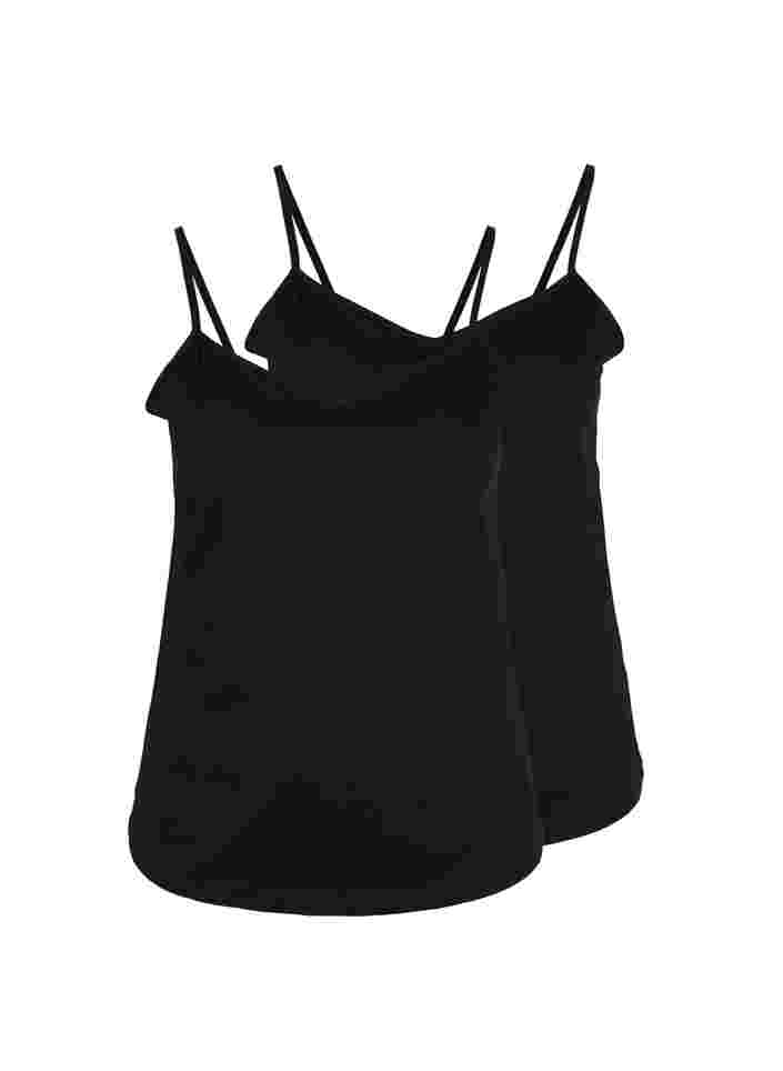 2er-Pack Basic-Top aus Baumwolle, Black/Black, Packshot image number 0