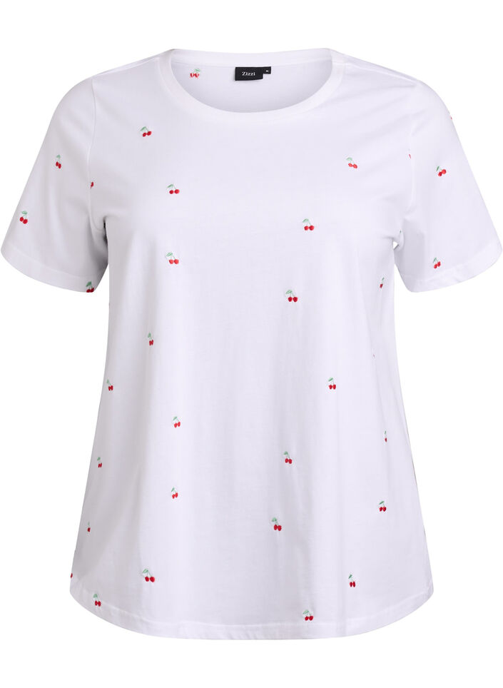 T-Shirt aus Bio-Baumwolle mit aufgestickten Motiven, Wei&szlig;, Packshot image number 0