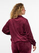 Cardigan aus Velours mit Rei&szlig;verschluss und hohem Kragen, Dunkles Bordeaux, Model image number 2