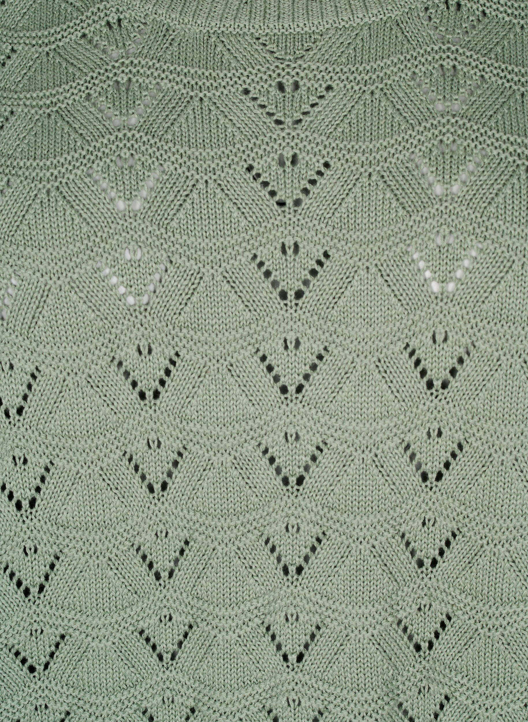 Zizzi Strickbluse mit Lochmuster und langen &Auml;rmeln, Green Bay, Packshot image number 2