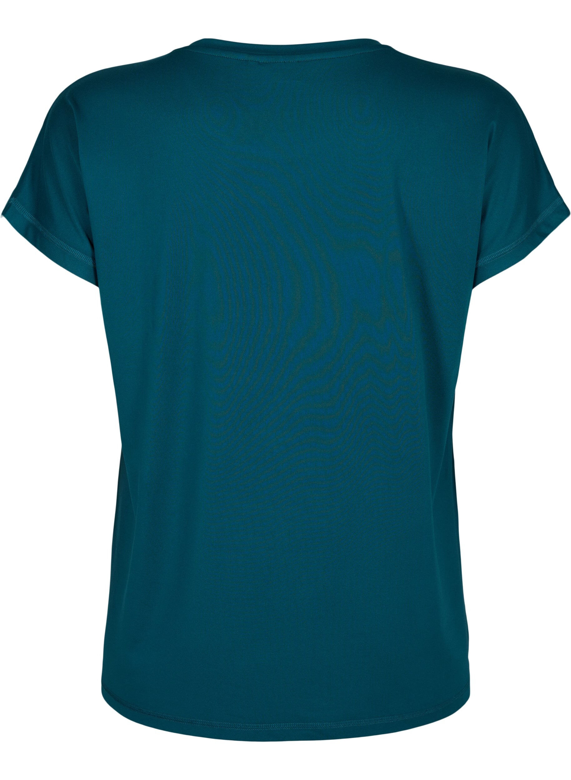 Zizzi Trainingsshirt mit kurzen &Auml;rmeln und Print, Deep Teal/Pacific, Packshot image number 1