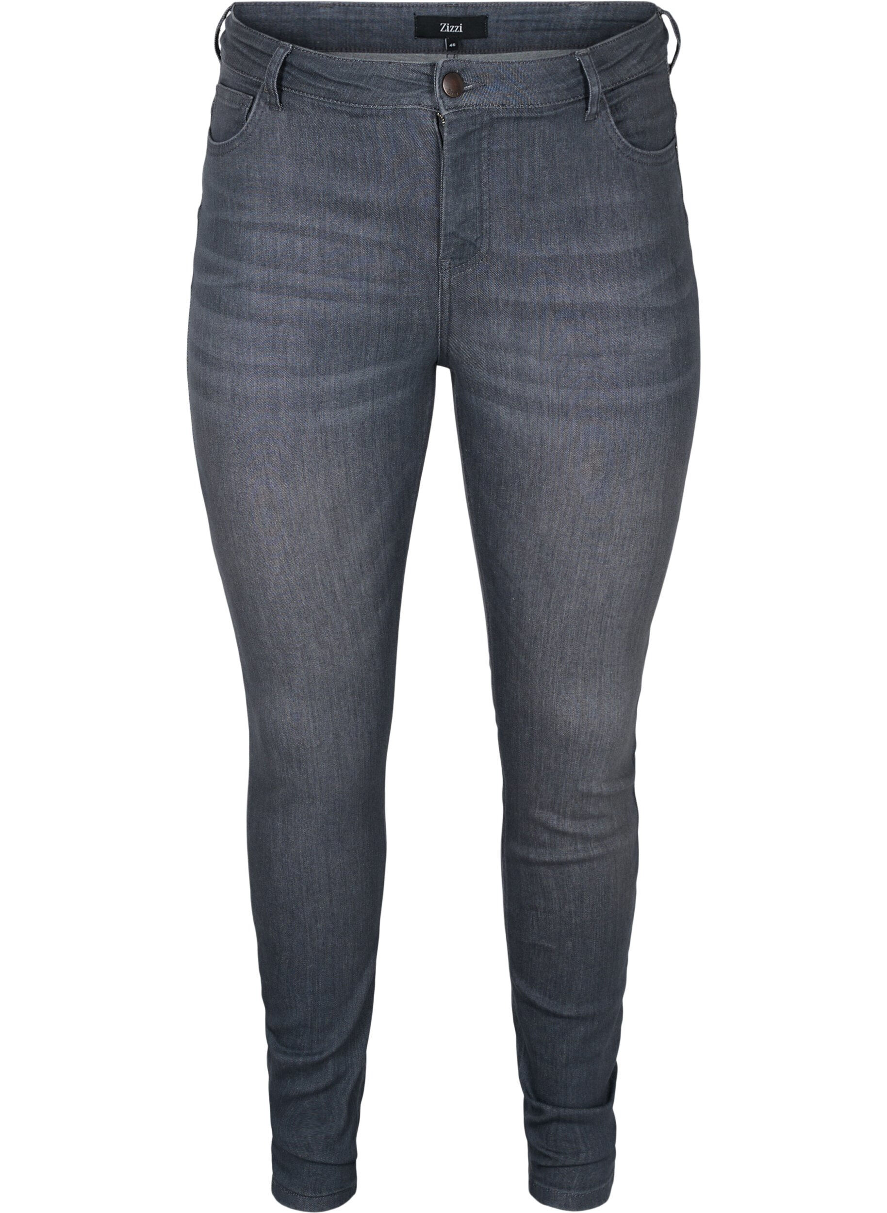 Zizzi Amy Jeans mit hoher Taille und Push Up, Grey Denim, Packshot image number 0