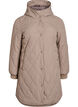 Mittellange Steppjacke mit Kapuze, Braun, Packshot image number 0