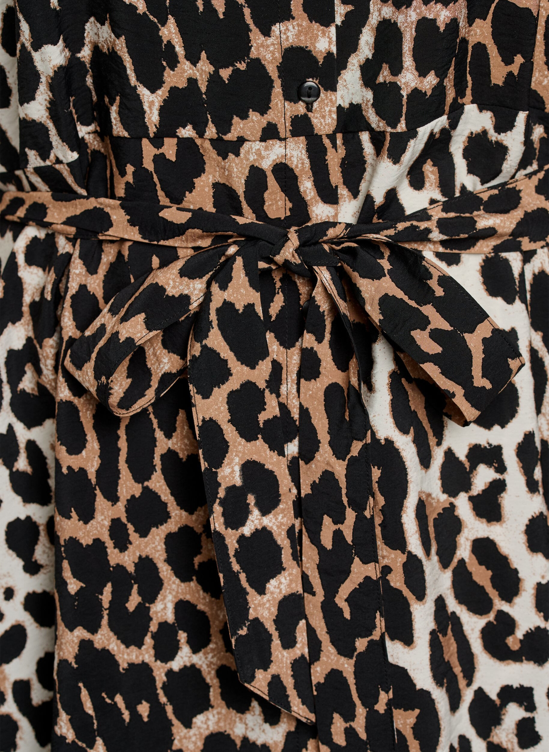 Zizzi Gemusterte Tunika mit Bindeg&uuml;rtel und 3/4-&Auml;rmeln, Braun, Packshot image number 3