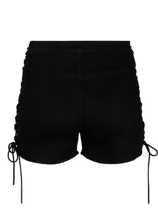 Denim-Shorts mit Schnürdetails, Black Denim, Packshot image number 1