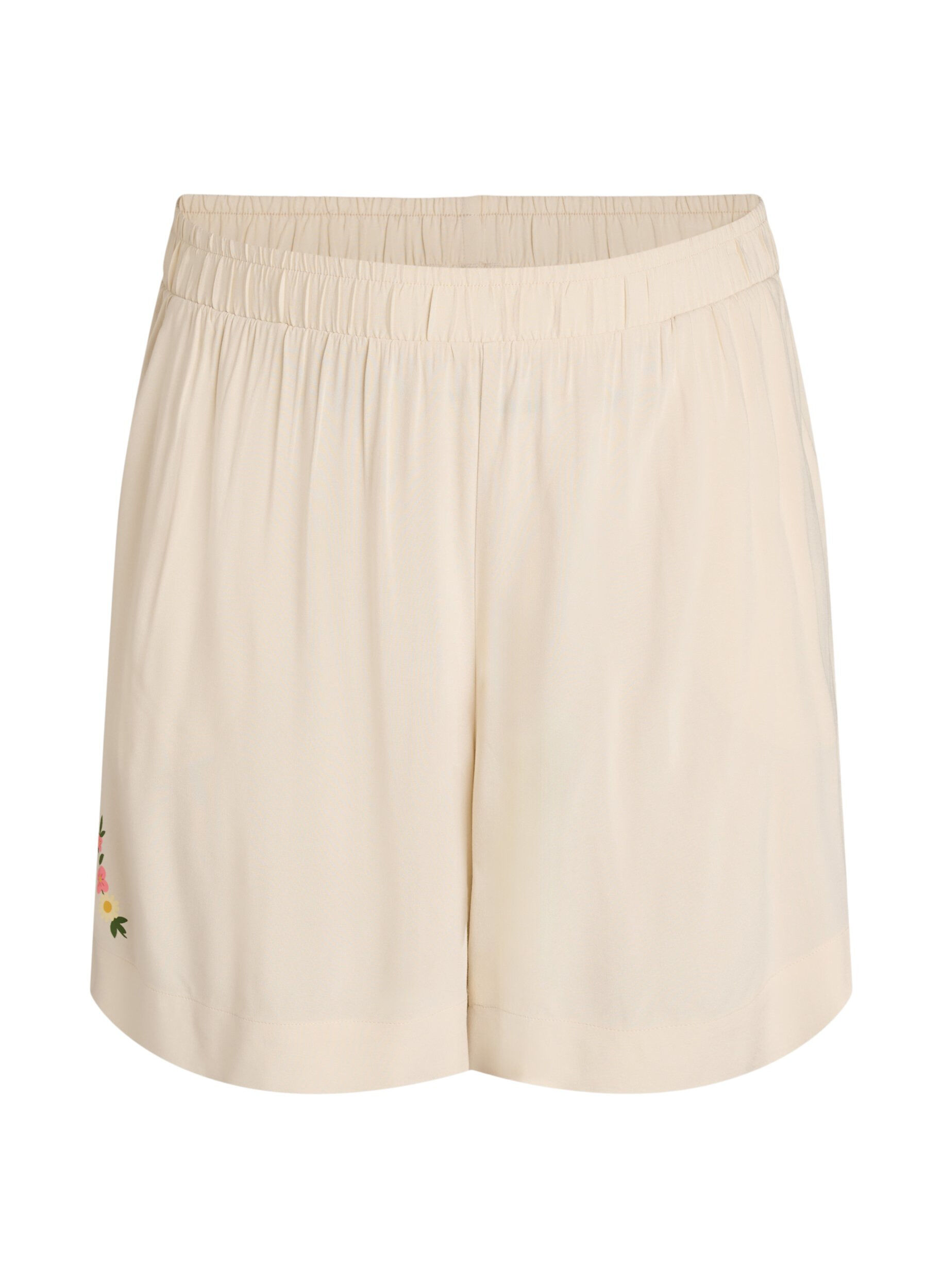 Zizzi Lockere Pyjamashorts aus Viskose mit hoher Taille, Beige, Packshot image number 0