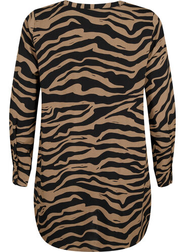 Langärmlige Tunika mit Zebra-Print, Black/Brown Zebra, Packshot image number 1