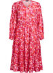 Midikleid mit buntem Blättermuster, Pink, Packshot image number 0